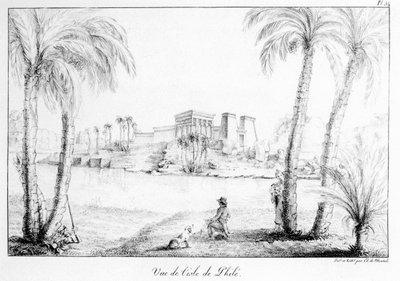 Island of Philae, from Receuil des cartes et des vues du voyage en Amerique, en Italie, en Sicile et en Egypt 1816-21 by Edouard de Montule